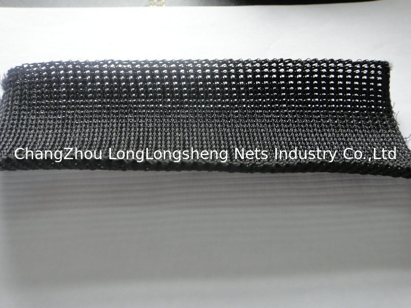 Black Vertical Knotless Safety Net To Cladding Electric Wire And Electric Cable